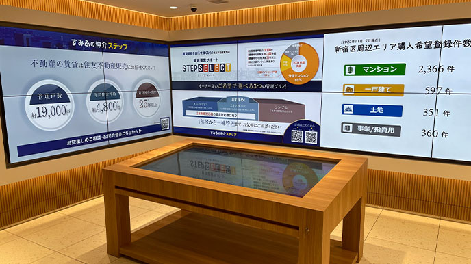シティタワー西梅田の店頭パネル＆デジタルサイネージ